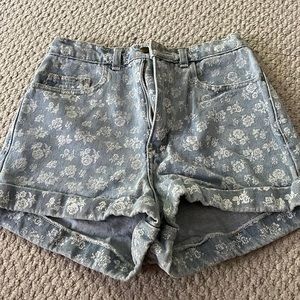 AMERICAN APPAREL FLORAL HIGH WAIST JEAN SHORTS SIZE 27